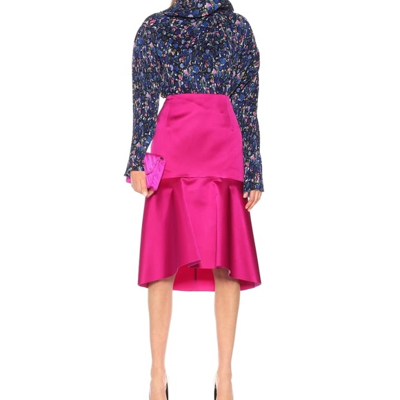 Balenciaga SS19 Pink Silk Godet Peplum Runway Skirt - Picture 6 of 13